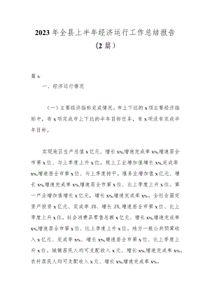 （2篇）2023年全县上半年经济运行工作总结报告.docx