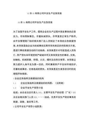 xx市xx有限公司安全生产应急预案.docx