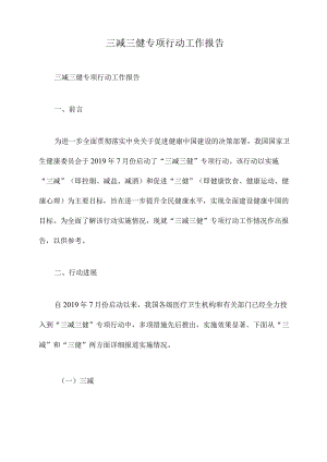 三减三健专项行动工作报告.docx