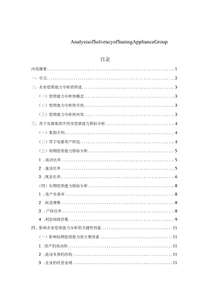 苏宁电器集团企业偿债能力分析 会计财务管理专业.docx