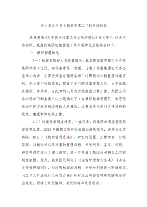 关于某公司关于档案管理工作的总结报告.docx