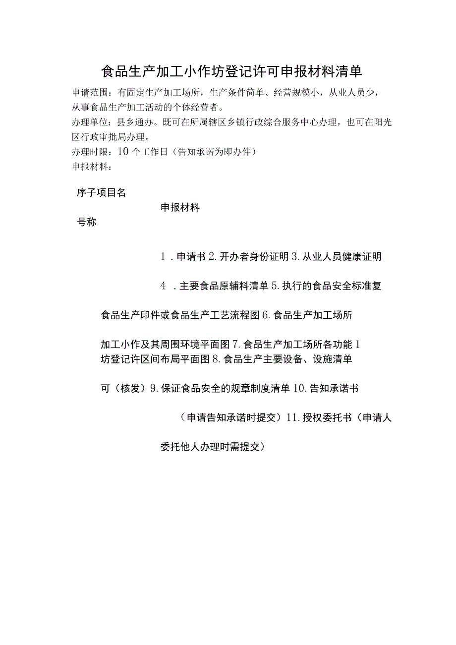 食品生产加工小作坊登记许可申报材料清单.docx_第1页