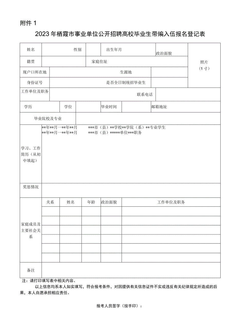 卫生医疗单位考选毕业生报名登记表.docx_第1页