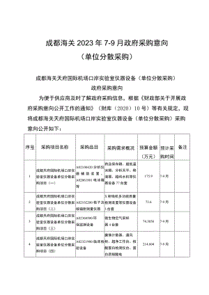 成都海关天府国际机场口岸实验室仪器设备（单位分散采购.docx