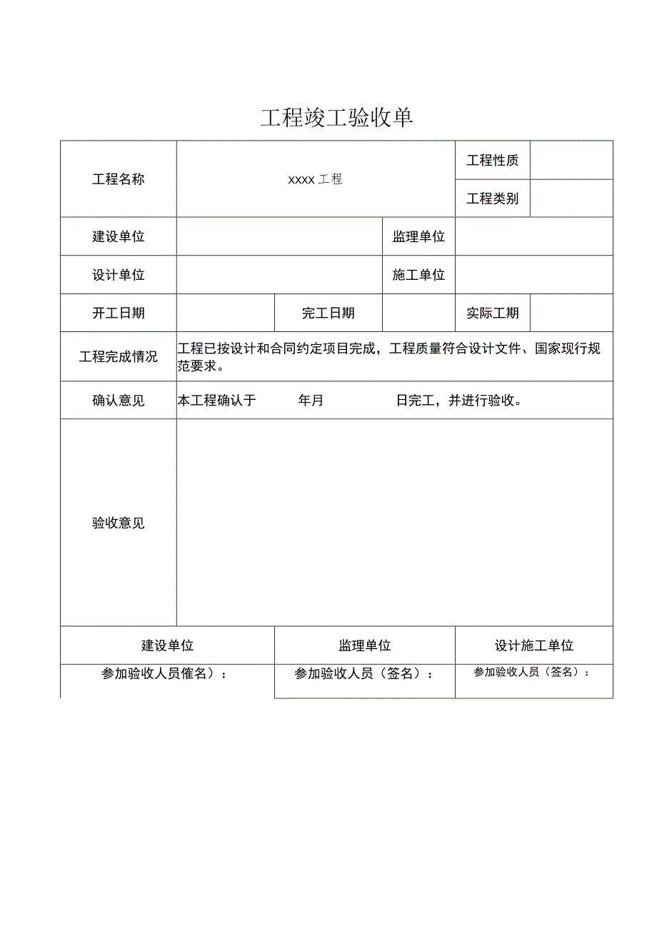 工程竣工验收清单参考模板 5份.docx_第1页