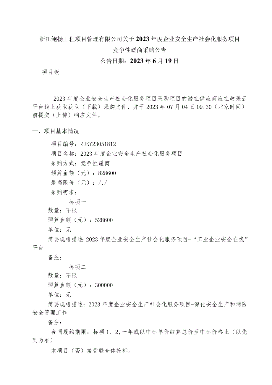 2023年度企业安全生产社会化服务项目招标文件.docx_第2页