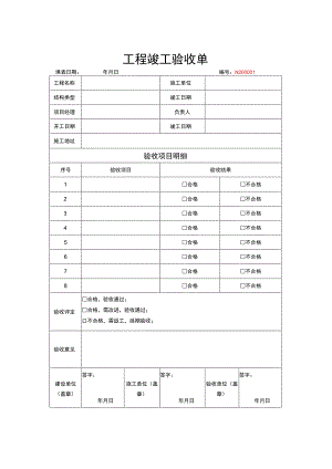 竣工验收清单模板5篇.docx