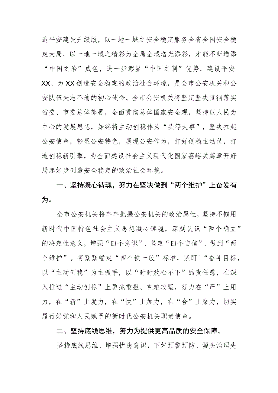 2023年公安局在全市主动创稳推进会上的发言材料.docx_第2页