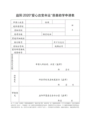 益阳2020“爱心改变命运”慈善助学申请表.docx