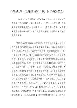 经验做法：党建引领兴产业乡村振兴富群众.docx