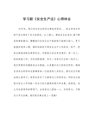 司机学习新《安全生产法》心得体会(九篇).docx