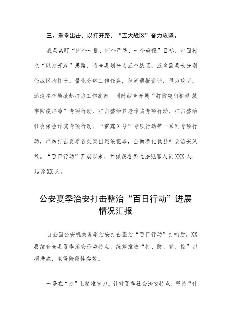 县公安夏季治安打击整治“百日行动”阶段性总结汇报(九篇).docx_第3页