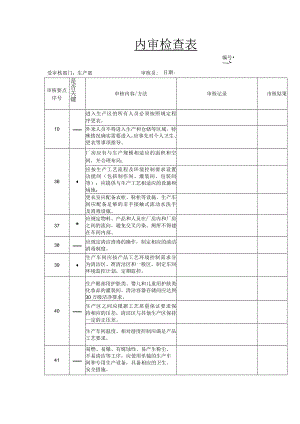 内审检查表（化妆品企业生产部）.docx