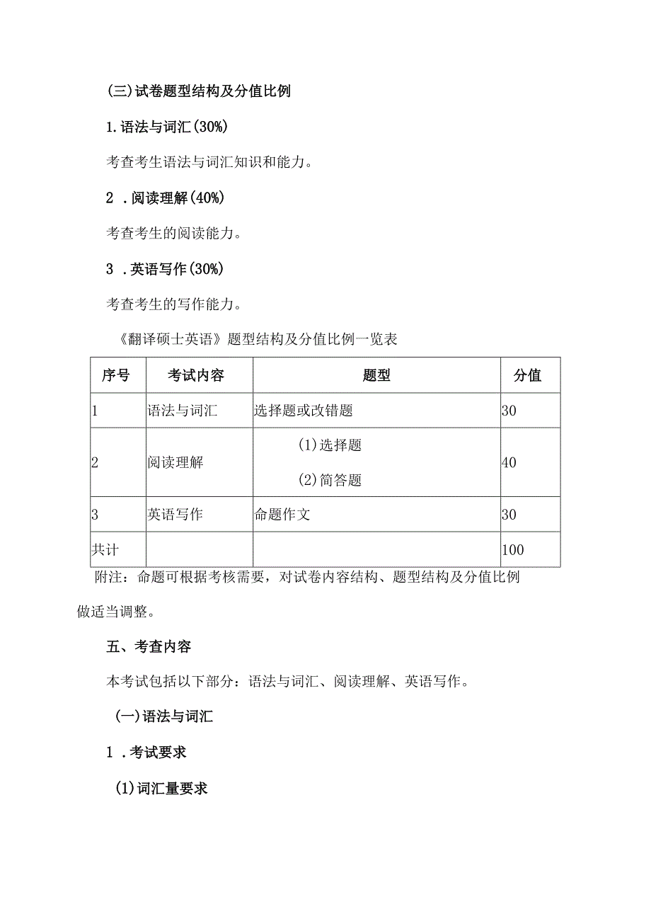 XX理工大学2022年硕士研究生招生自命题科目《翻译硕士英》考试大纲.docx_第2页