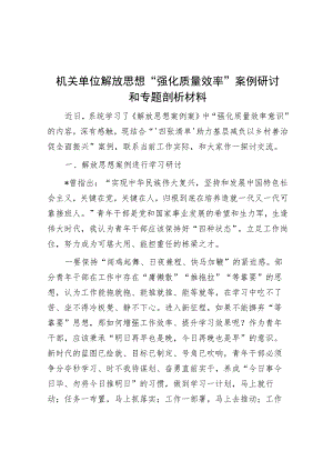 机关单位解放思想“强化质量效率”案例研讨和专题剖析材料.docx