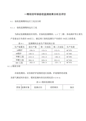 一期项目环保验收监测结果分析与评价.docx