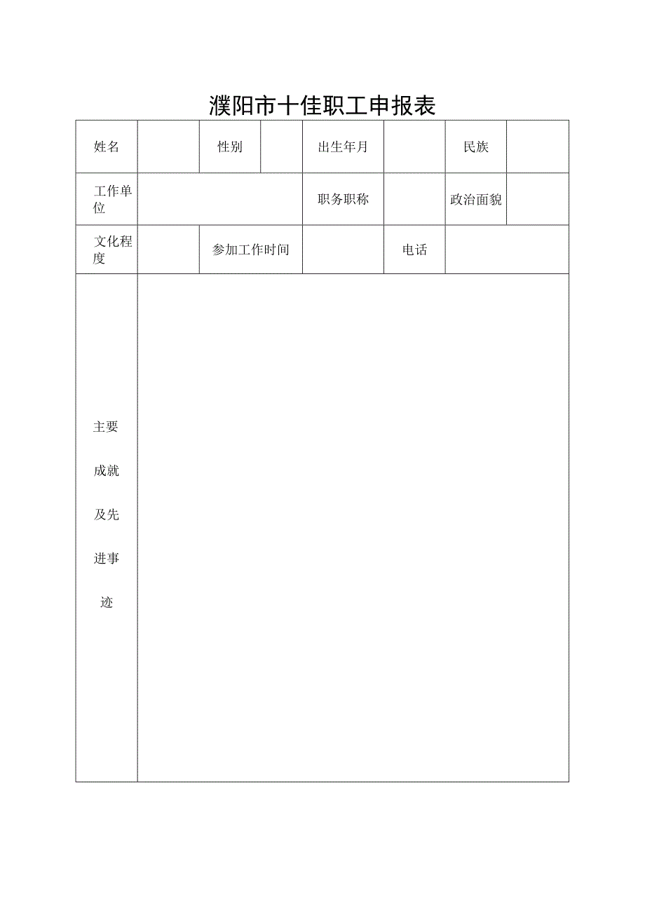 濮阳市十佳职工申报表.docx_第1页