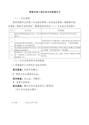 管路安装工岗位安全风险提示卡.docx