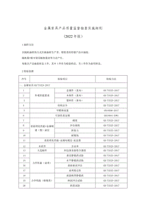 金属家具产品质量监督抽查实施细则（2022年版）.docx