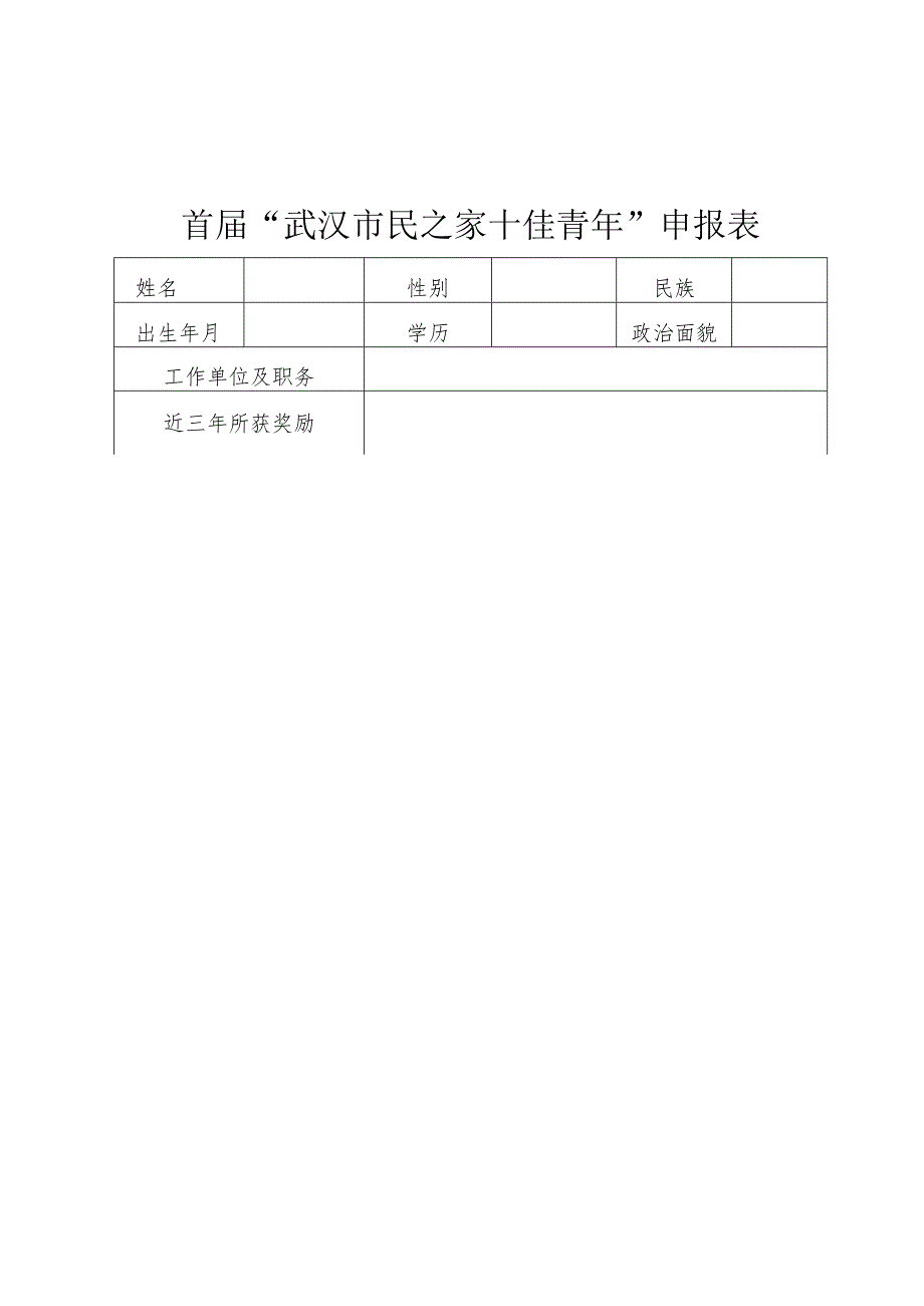 首届“武汉市民之家十佳青年”申报表.docx_第1页