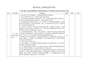 福州机电工程职业技术学校“1 X”数字创意建模职业技能等级证书考核实训项目建设方案.docx