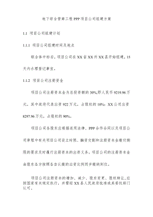 地下综合管廊工程PPP项目公司组建方案.docx