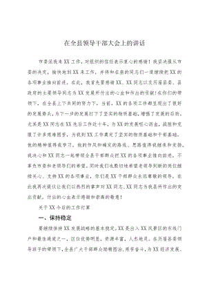 在全县领导干部大会上的讲话.docx