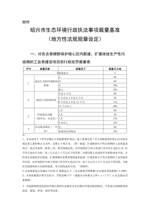 绍兴市生态环境行政执法事项裁量基准（地方性法规规章设定）.docx