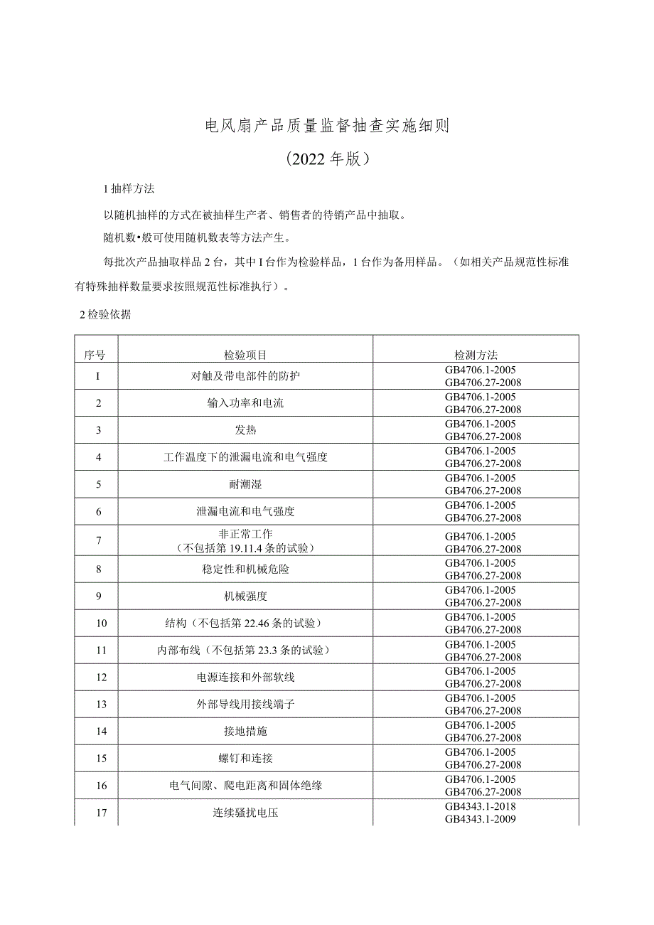 电风扇产品质量监督抽查实施细则（2022年版）.docx_第1页