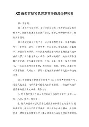 XX市教育局紧急突发事件应急处理预案.docx