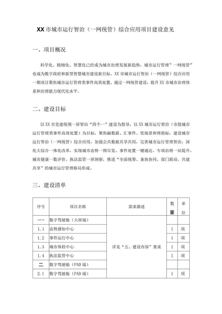 XX市城市运行智治（一网统管）综合应用项目建设意见.docx_第1页