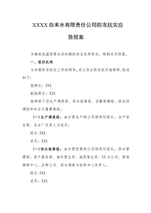 自来水有限责任公司防冻抗灾应急预案.docx