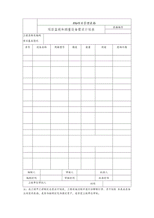 项目监视和测量设备需求计划表.docx