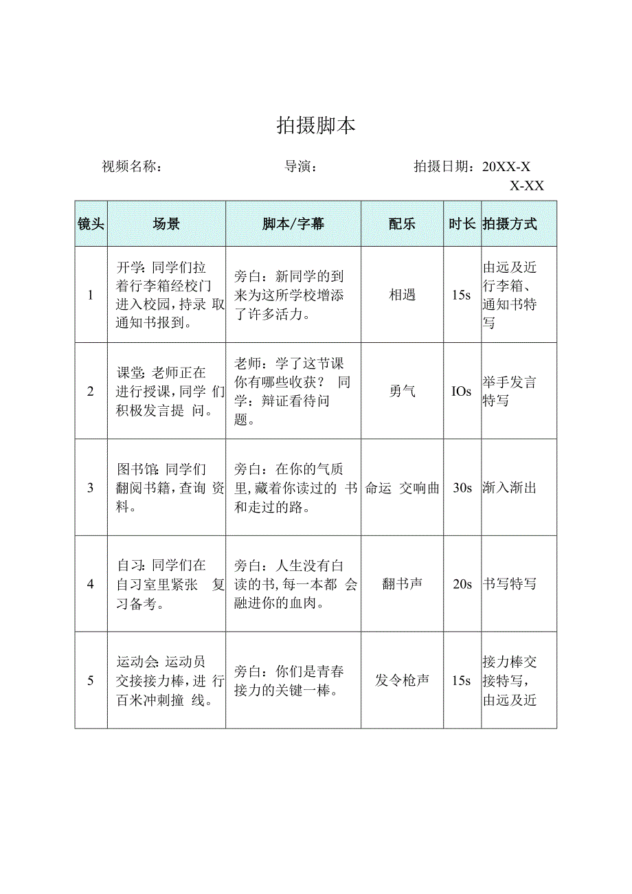 短视频拍摄分镜头脚本精选5篇.docx_第1页