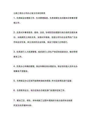 公路工程总公司办公室主任岗位职责.docx