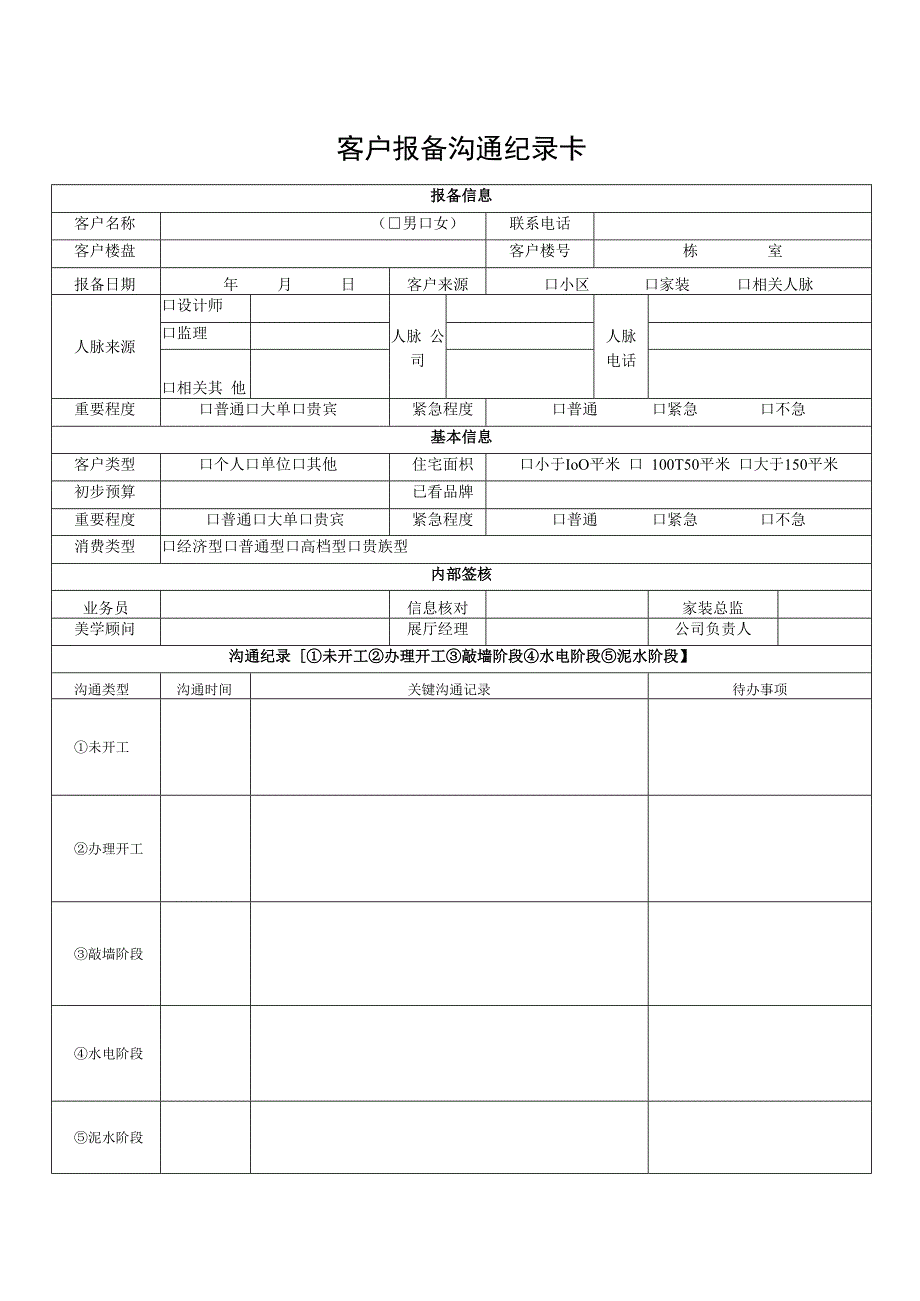 客户报备沟通纪录卡.docx_第1页