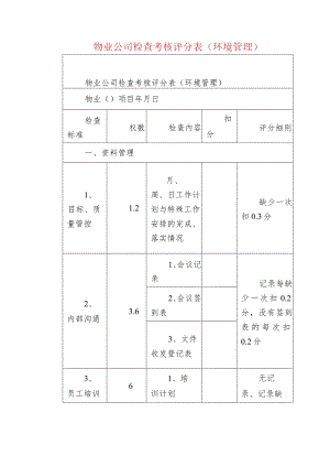 物业公司检查考核评分表（环境管理）.docx