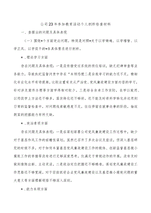 公司23年参加教育活动个人剖析检查材料.docx