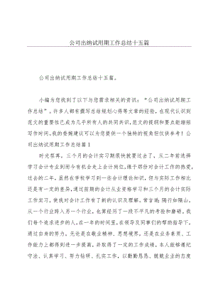 公司出纳试用期工作总结十五篇.docx