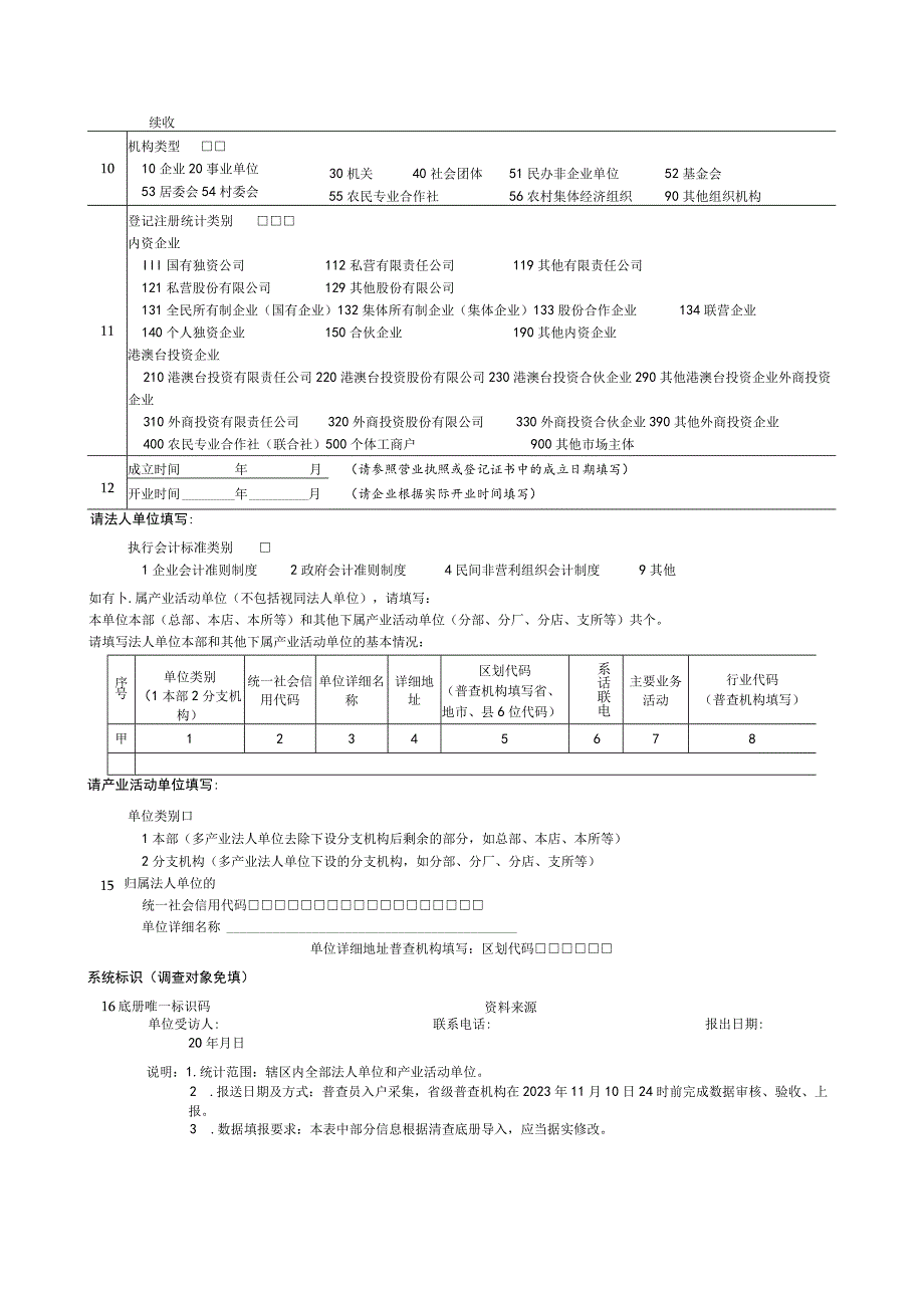 法人和产业活动单位清查表模板（经济普查）.docx_第2页