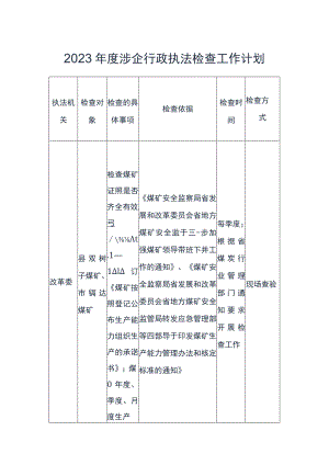 2023年度涉企行政执法检查工作计划.docx