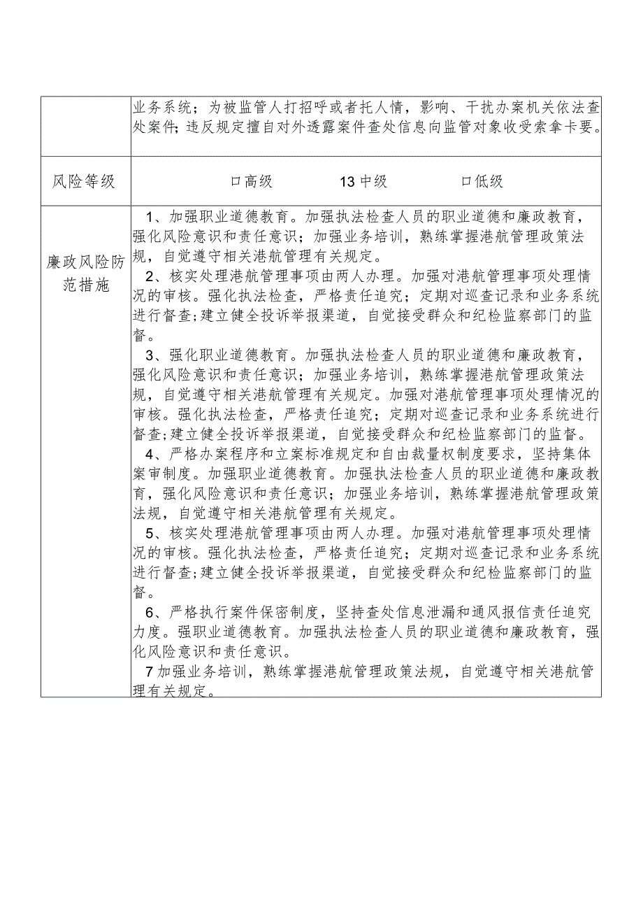 某县交通运输部门港航管理股干部个人岗位廉政风险点排查登记表.docx_第2页