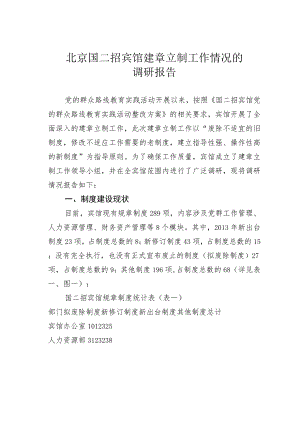 北京国二招宾馆建章立制工作情况的调研报告.docx