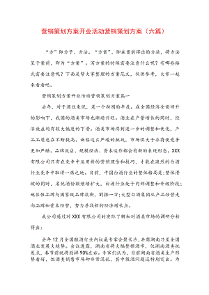 营销策划方案 开业活动营销策划方案(六篇).docx