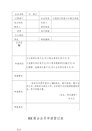 XX商会会员申请登记表（2023年）.docx