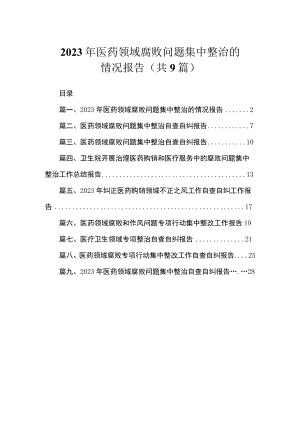 2023年医药领域腐败问题集中整治的情况报告（共9篇）.docx