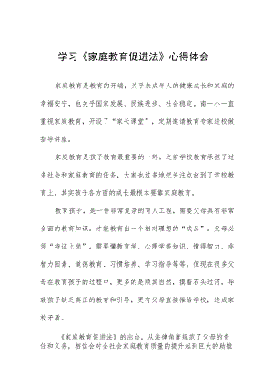 学习家庭教育促进法心得体会 (精品)九篇.docx