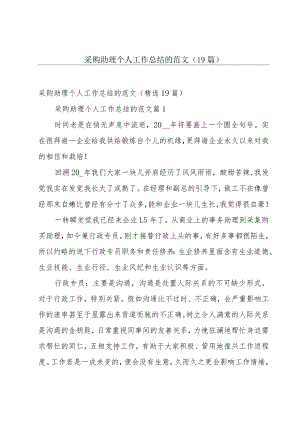 采购助理个人工作总结的范文（19篇）.docx