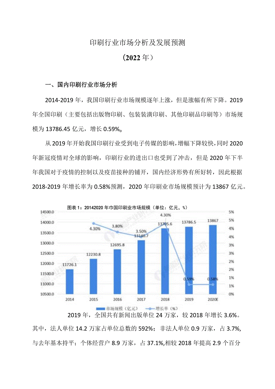 印刷行业市场分析及发展预测（2022 年）.docx_第1页