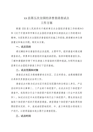 xx县第五次全国经济普查清查试点工作方案.docx